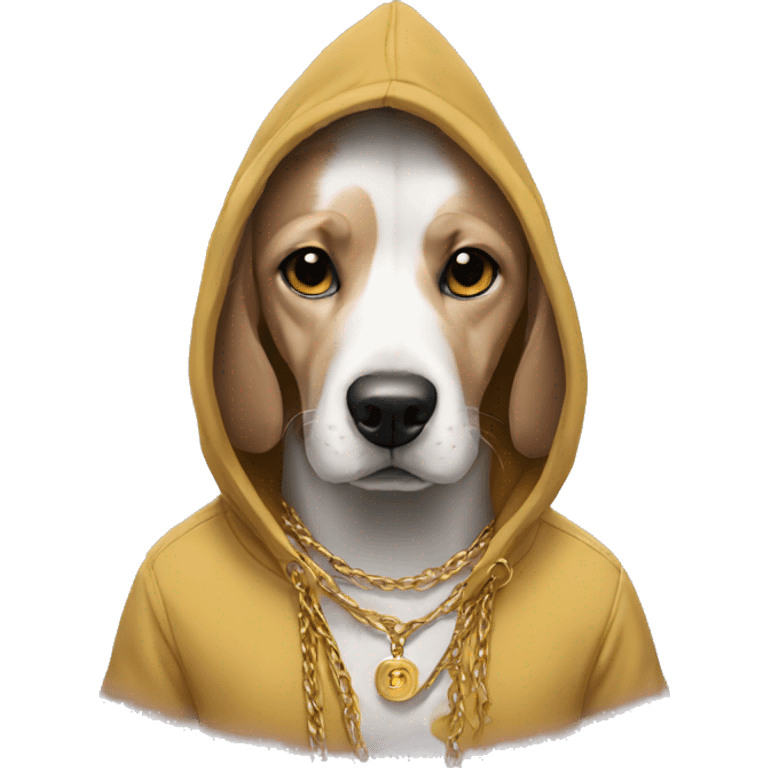 Dog wearing hoodie and gold chain emoji