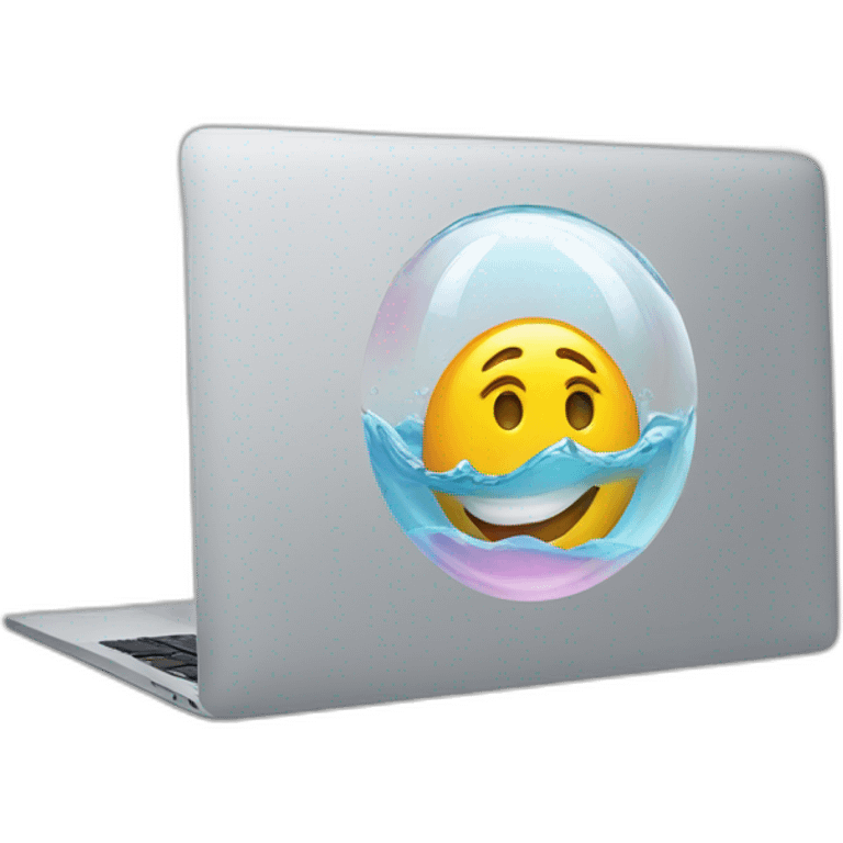 3d macbook inside a bubble sticker emoji