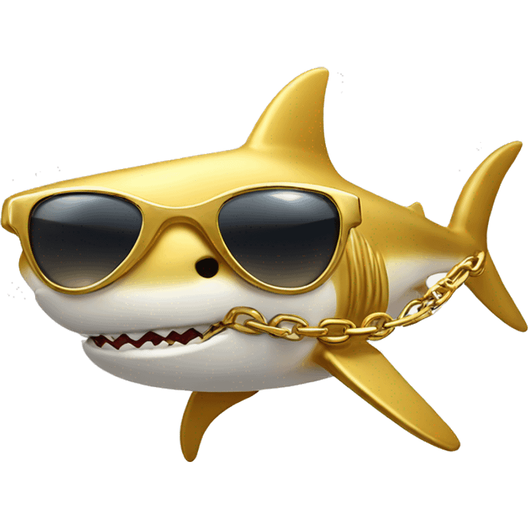 golden shark with chain and sunglasse emoji