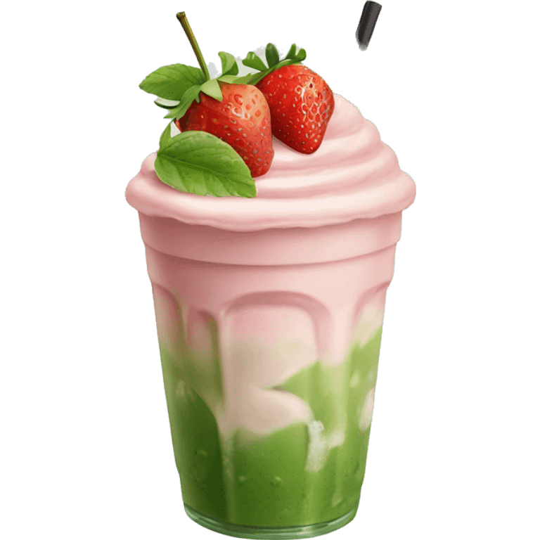 iced matcha latte strawberry  emoji