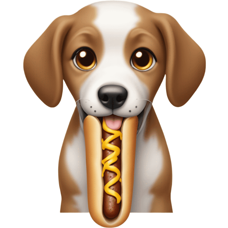 puppy eating a hot dog emoji