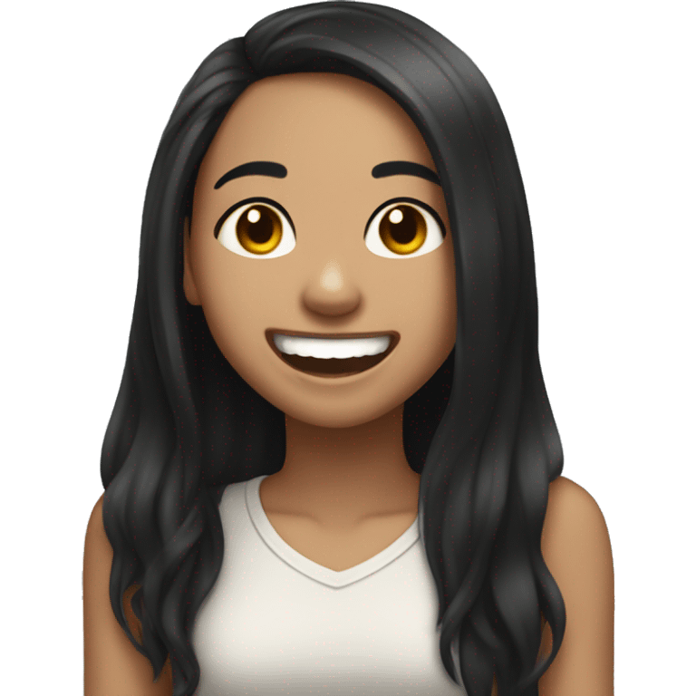 Lightskin girl with long black hair laughing hard emoji