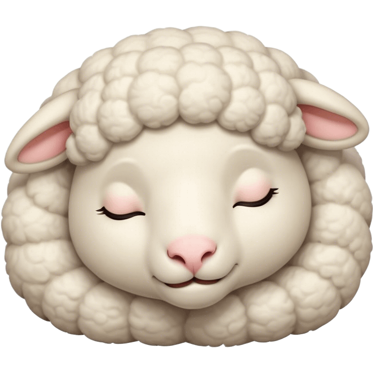 Meme-Worthy Cute Sleeping Sheep Portrait Emoji, Head resting peacefully with a contented smile, showcasing a robust build and a luxuriously soft white fleece, eyes shut in a serene, restful nap, Simplified yet hilariously adorable features, highly detailed, glowing with a soft, drowsy light, high shine, relaxed and utterly lovable, stylized with an air of playful laziness, bright and heartwarming, soft glowing outline, capturing the essence of a comically sleepy sheep, so meme-worthy it feels like it could instantly become the next viral sensation of adorable slumber! emoji