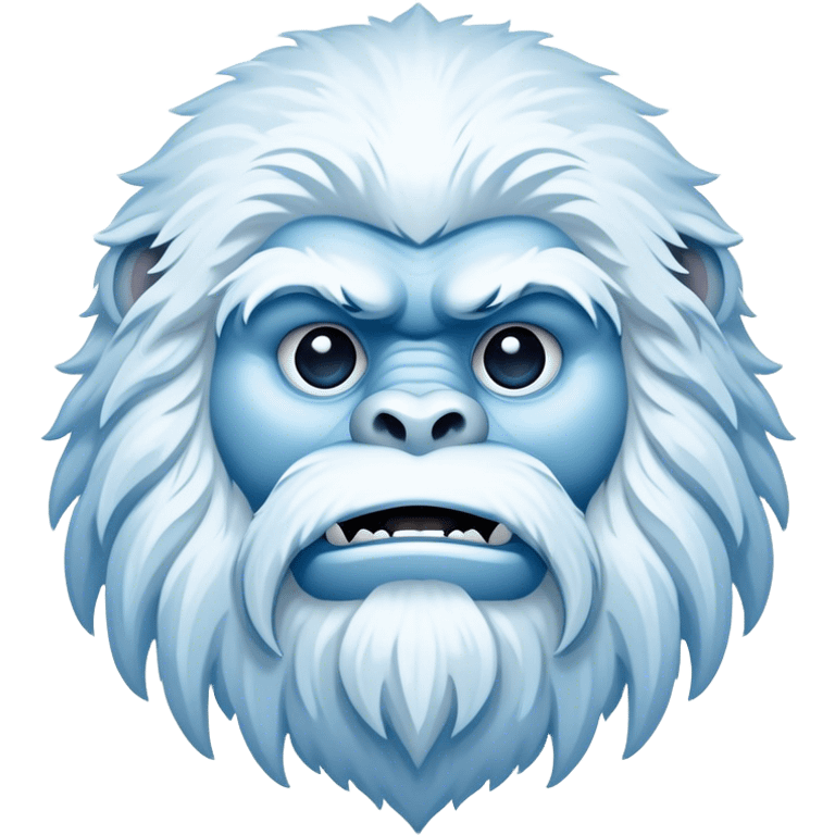 Cinematic Noble Yeti Portrait Emoji, Grand and enigmatic, with a towering, snow-dusted figure in pristine whites and cool blues, exuding ancient, mystical wisdom and stoic majesty, simplified yet exquisitely detailed with frosty textures, glowing with a gentle, icy outline that captures the awe-inspiring presence of a guardian of the frozen wilds! emoji