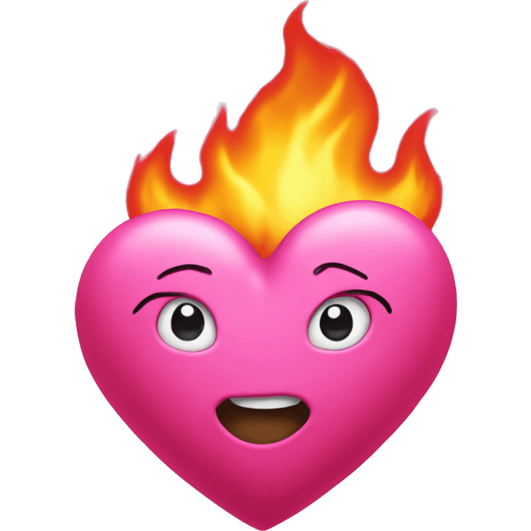 Pink heart burning with a pink fire emoji