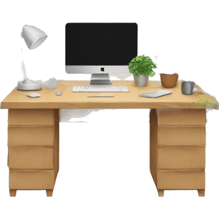 aesthetic desk with Mac and plants emoji