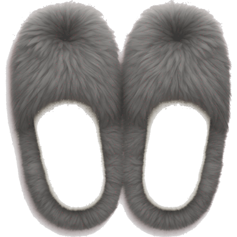 A pair of fuzzy slippers with a plush texture, resting on a soft rug. emoji