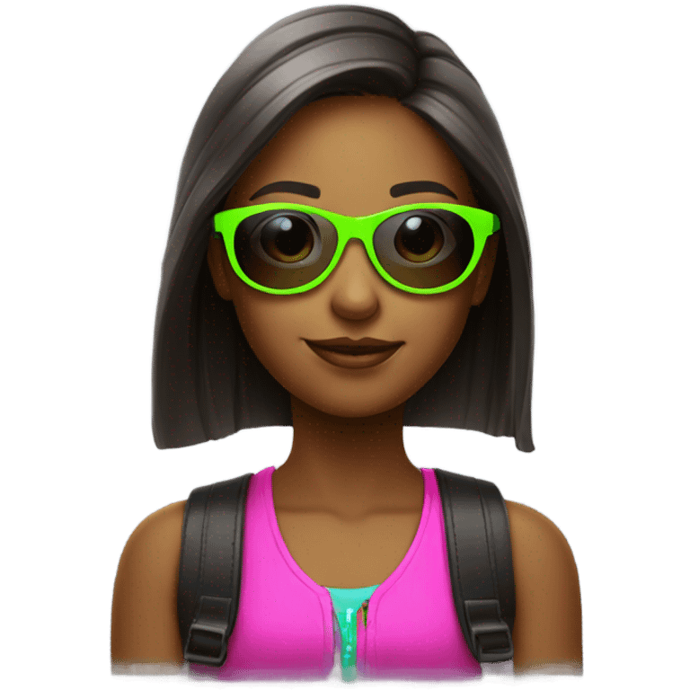 Girl with neon sunglasses emoji