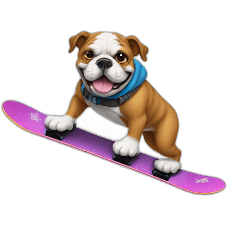 A bulldog snowboarding emoji