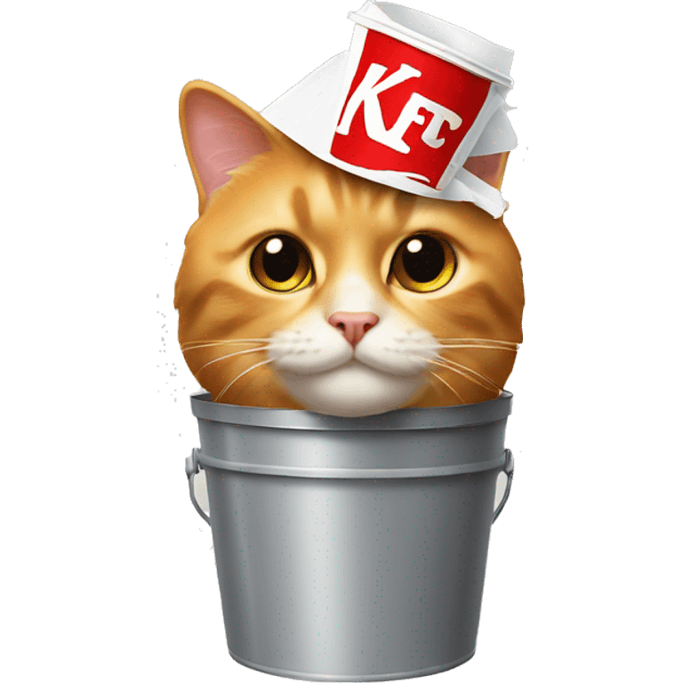 cat with KFC bucket on its head emoji