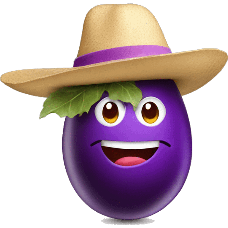 Egg plant with a hat emoji