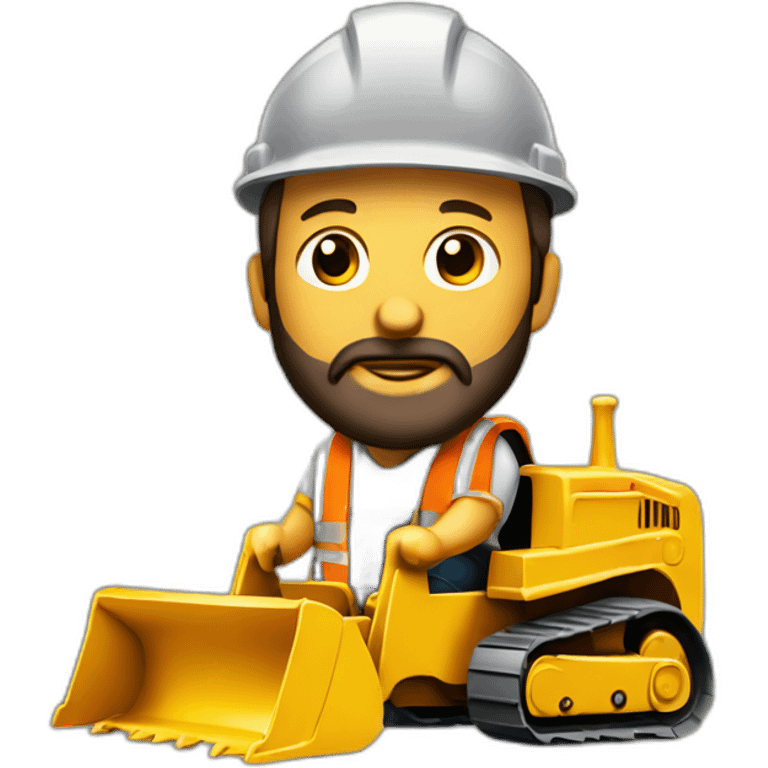 construction worker with a beard in bulldozer from bird perspective emoji