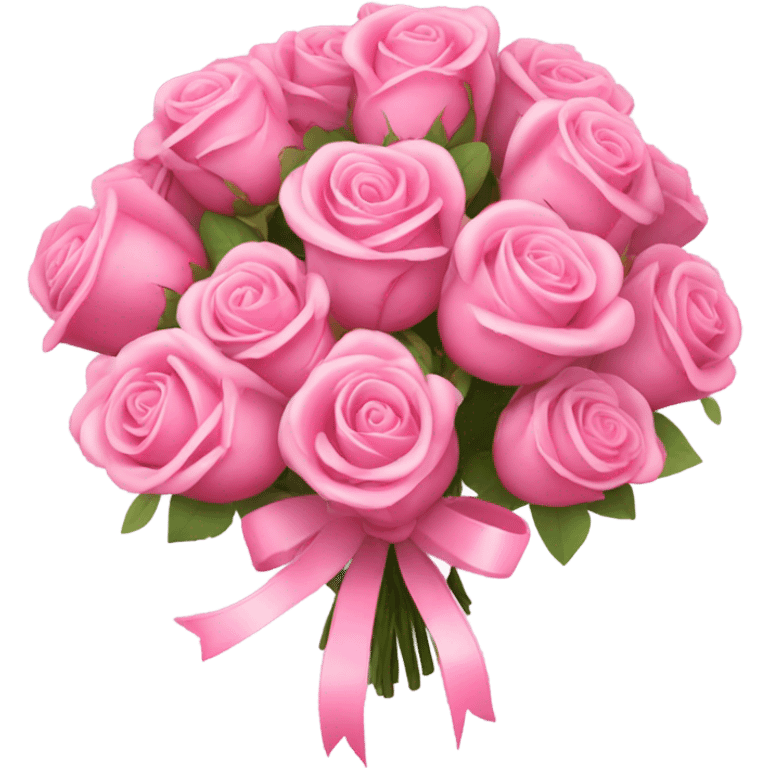 pink rose bouquet with pink ribbons  emoji