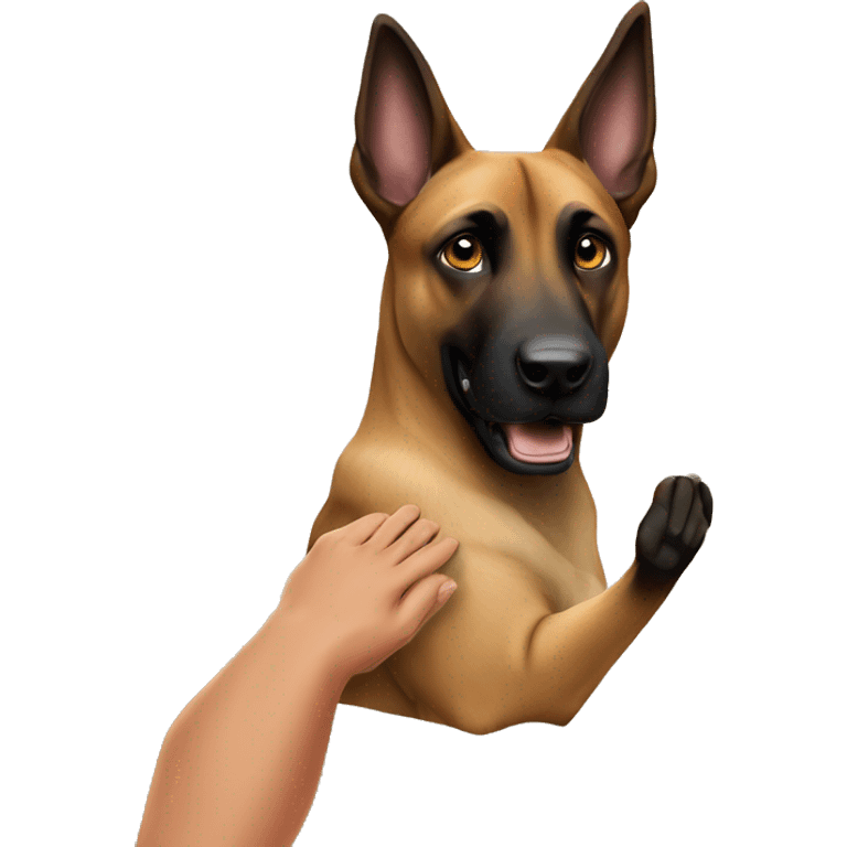 malinois say hello with hand emoji