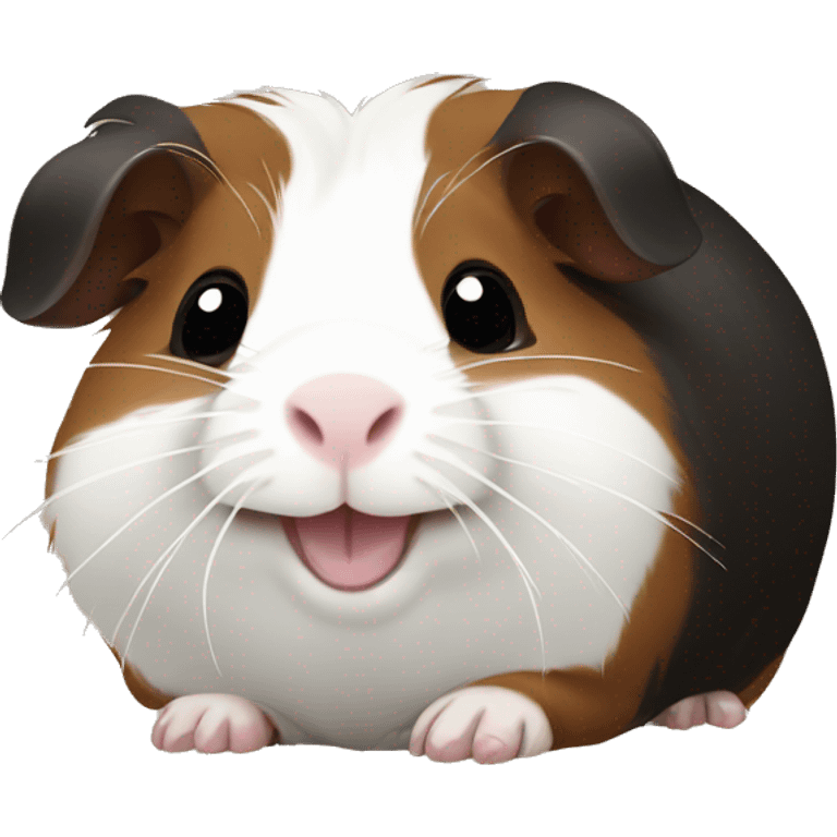 cute happy guinea pig black brown white emoji