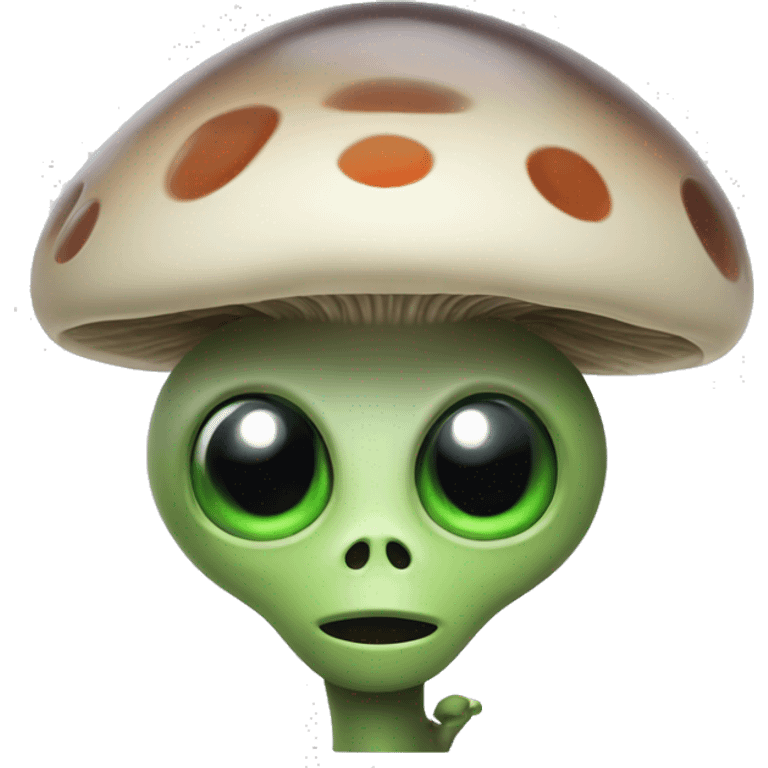 An alien with I large mushroom as a hat emoji