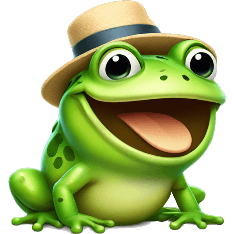 happy frog with hat emoji