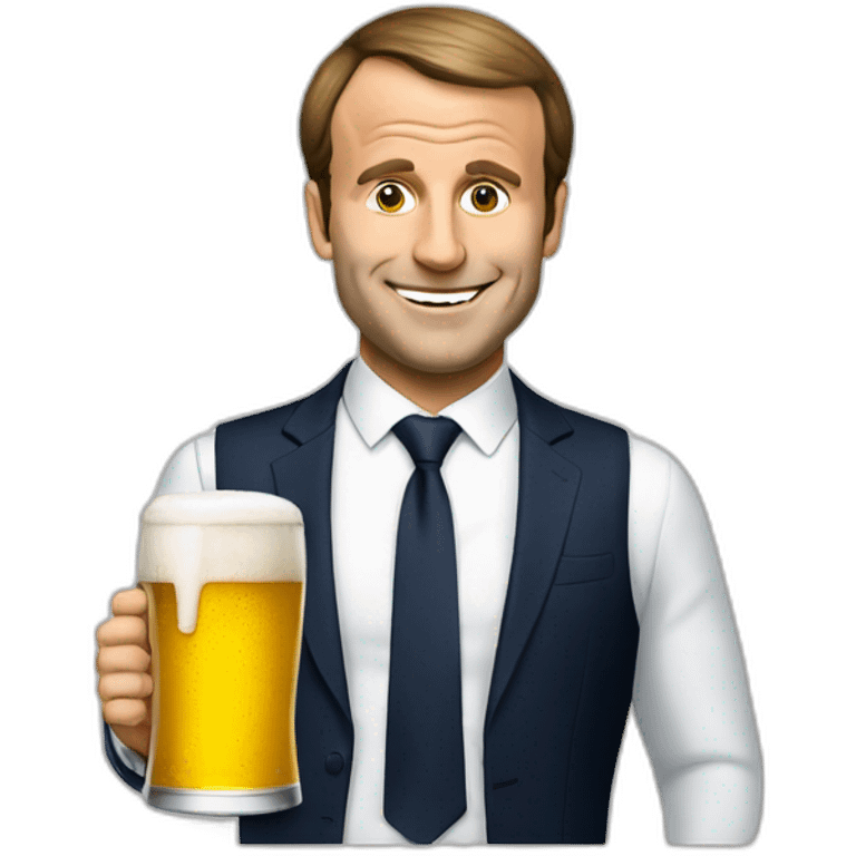 Macron avec une bière  emoji