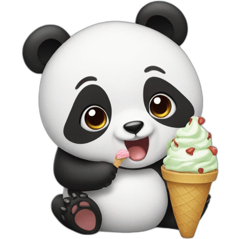 Panda eating ice cream emoji