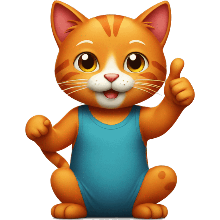 red cat with thumbs up emoji