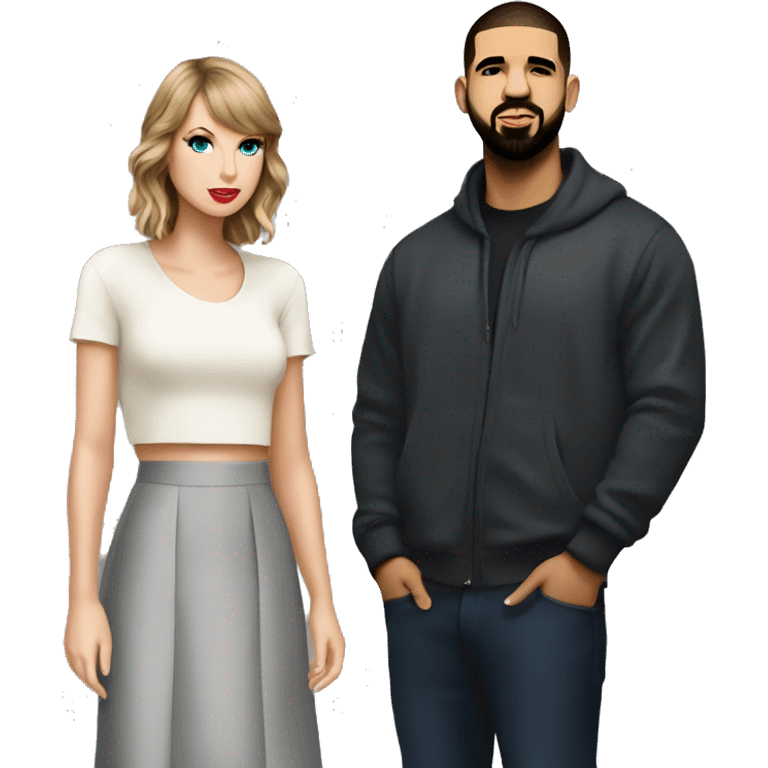 Taylor Swift standing next to Drake emoji