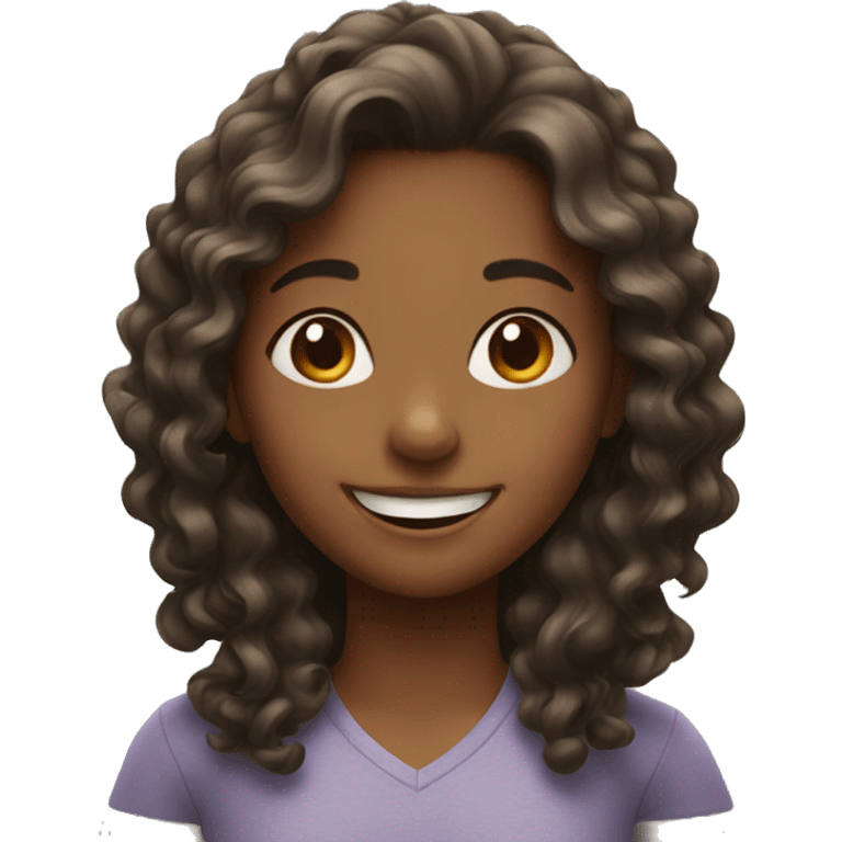 smiling girl with wavy hair emoji