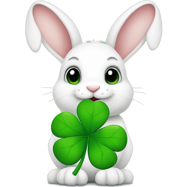 Rabbit with four-leaf clover emoji