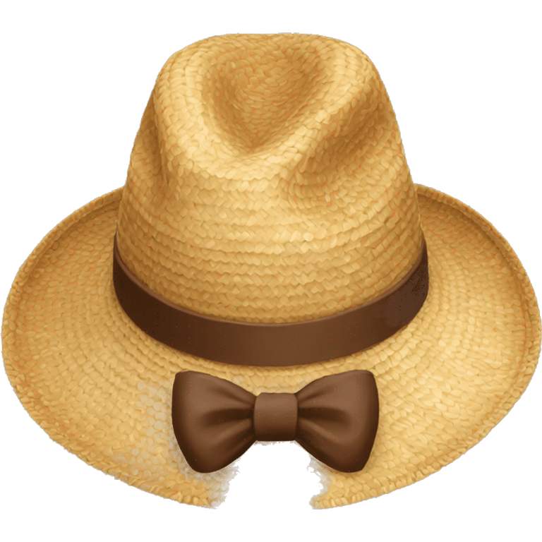 straw hat with bow brown emoji