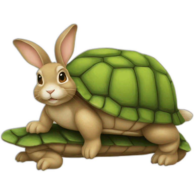 Lapin sur tortue emoji