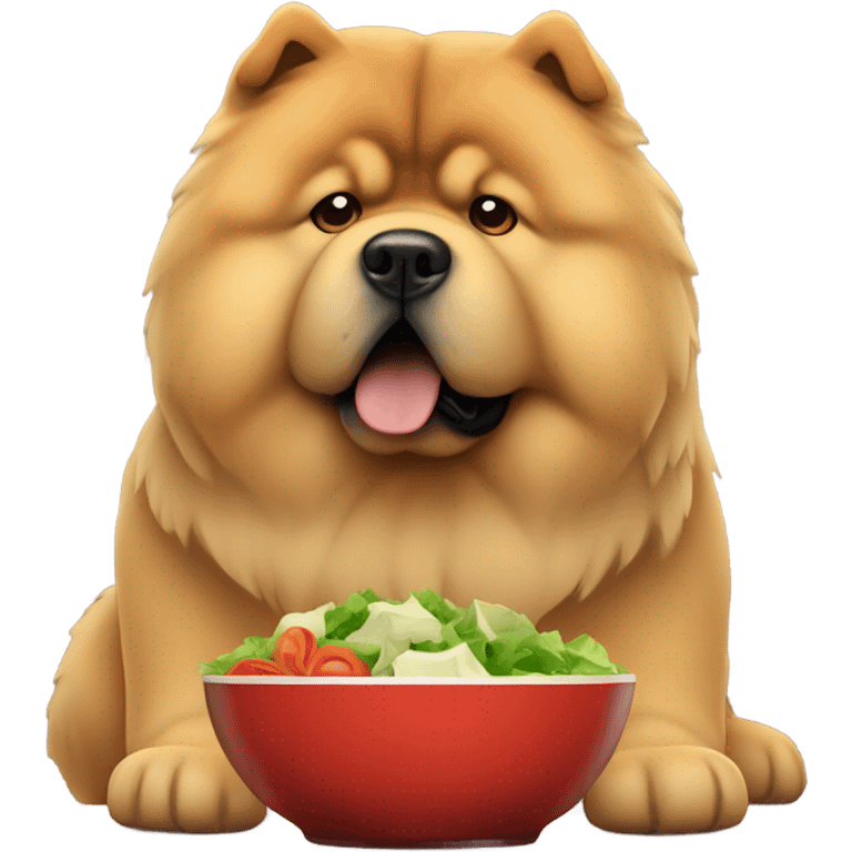 chow chow looking at salad sadly emoji