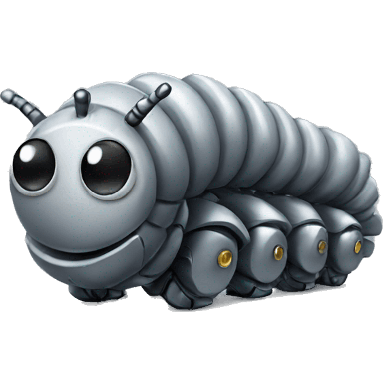 Gray metal caterpillar robot emoji