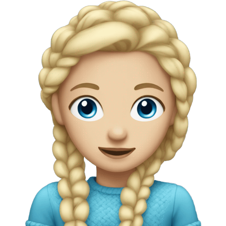 Blonde with blue eyes and braids emoji