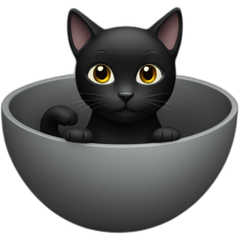 black cat in a grey bowl emoji