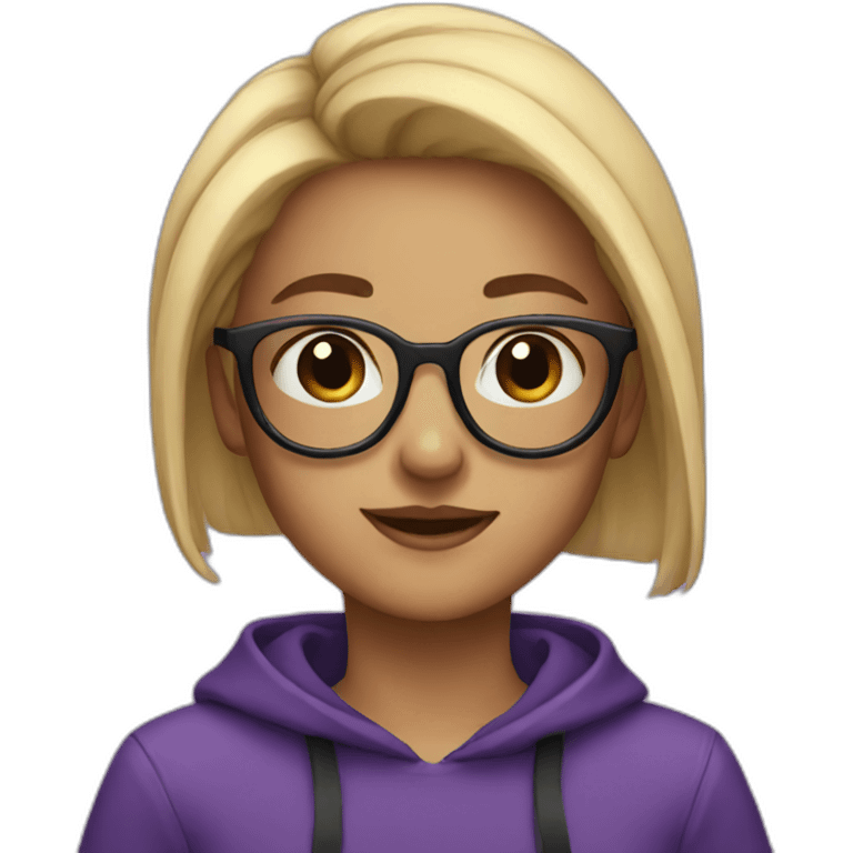 girls with purple hair and black glasses emoji