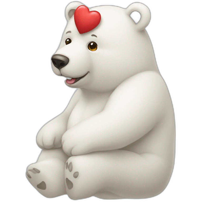 white bear with heart emoji