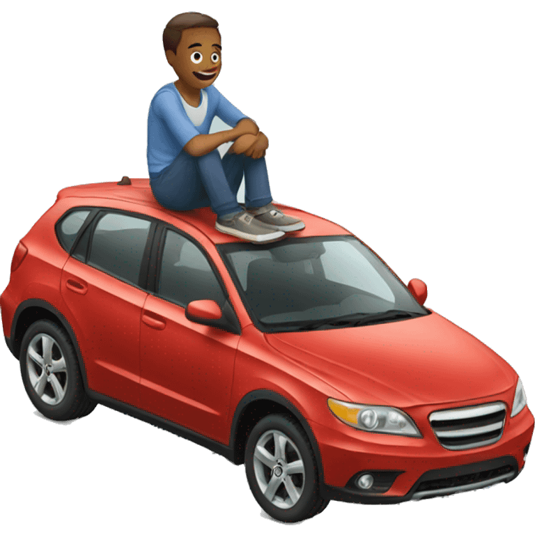 man sitting on top of car emoji