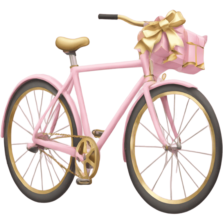 Light pink bike with gold bow emoji