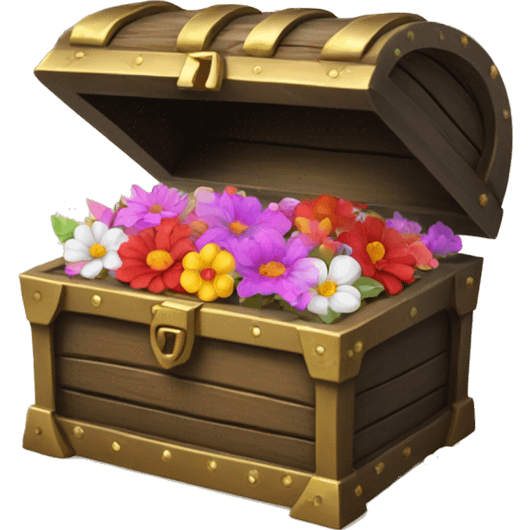 Treasure box filled with wet flowers and diamonds emoji