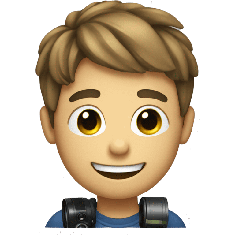 create a smiling boy emoji with camera photography emoji