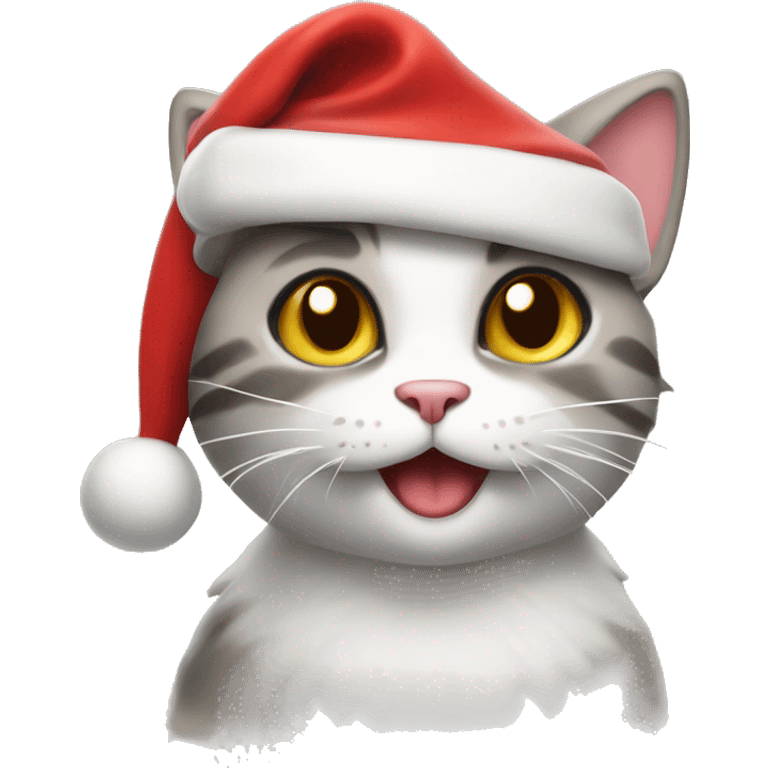 happy cat wearing a santa hat emoji