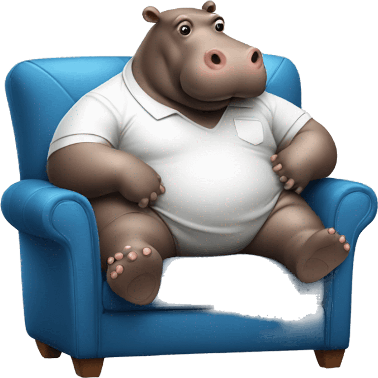 fat hippo as soccer player lying on the sofa emoji