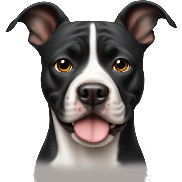 Dog american Stanford and pitbull negro con mancha blanca en el morro emoji