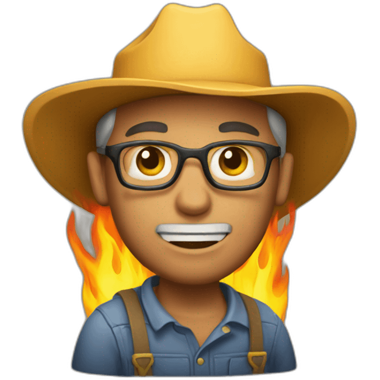 A farmer who is burning emoji