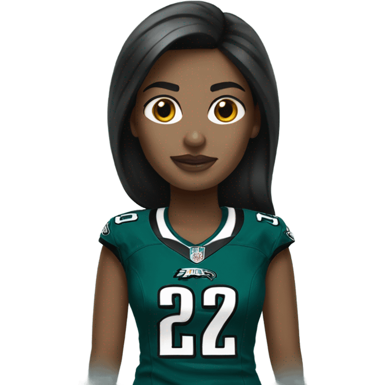  White female dark hair wearing Philadelphia Eagles jersey emoji