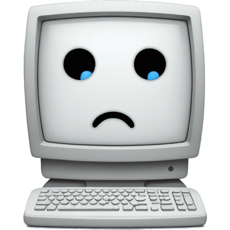 Computer screen with sad face emoji