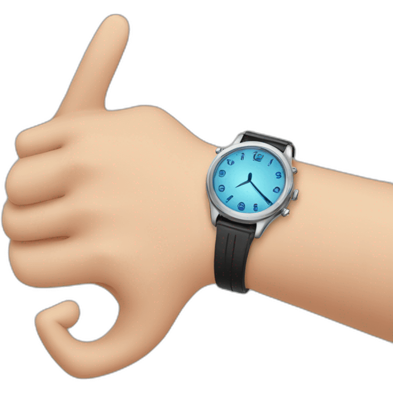 Finger pointing to a watch emoji