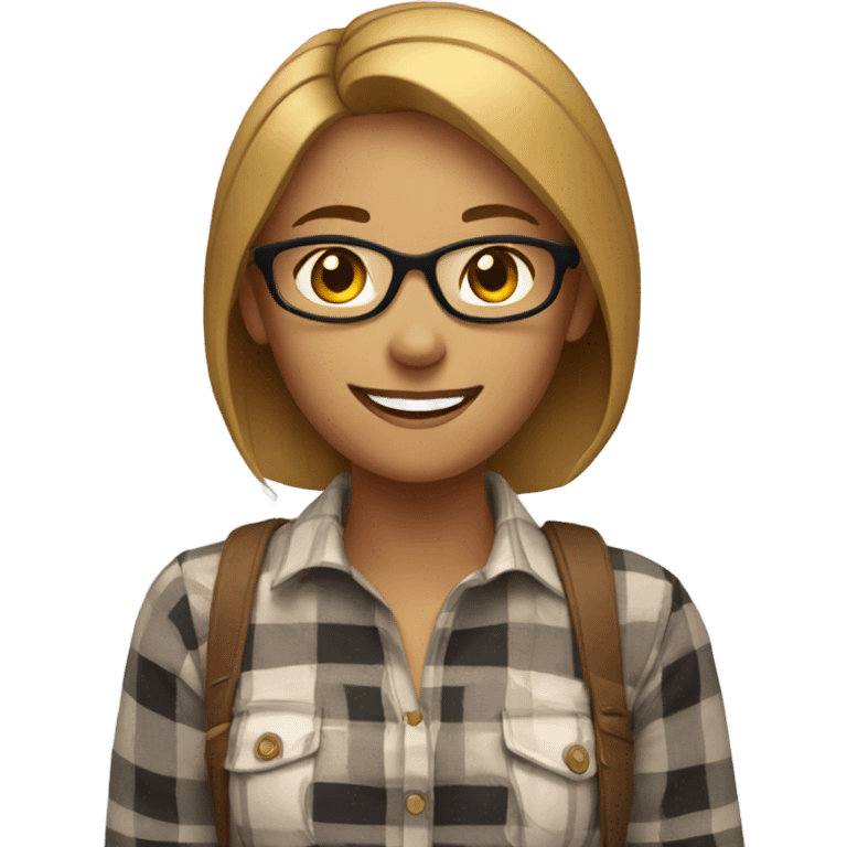 smiling woman in plaid shirt emoji