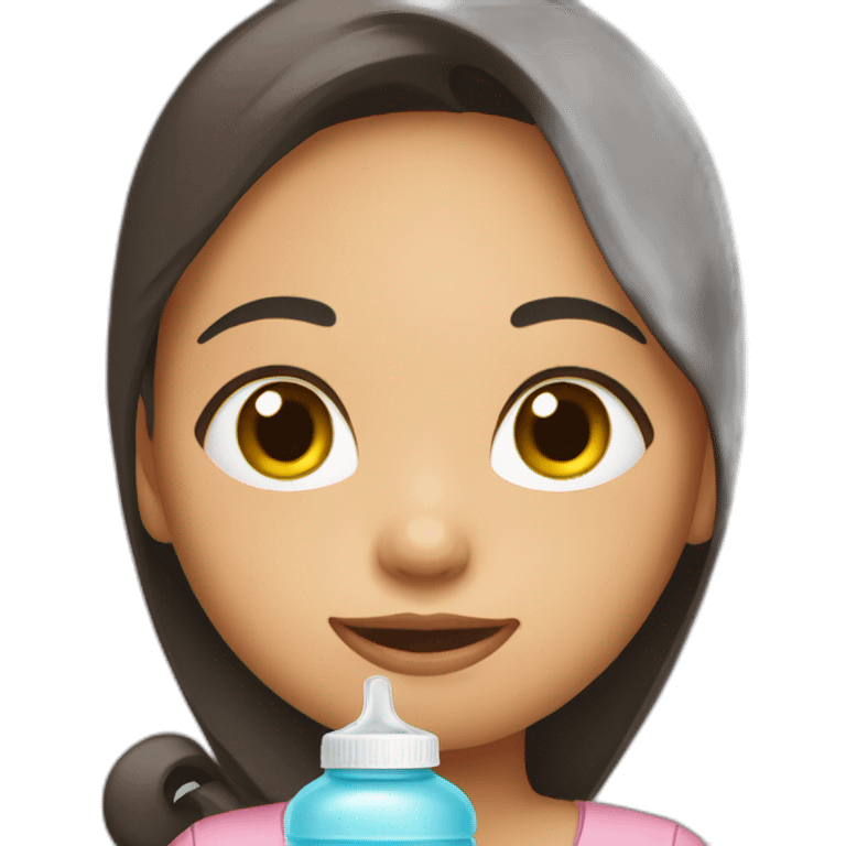 Indonesian girl with baby bottle emoji