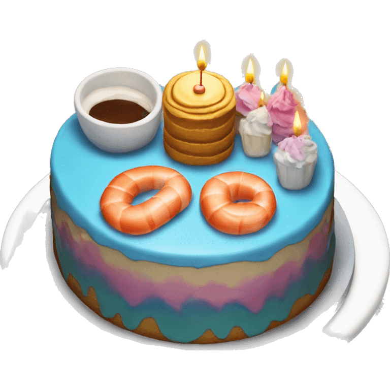 Birthday cake at a seafood restaurant  emoji