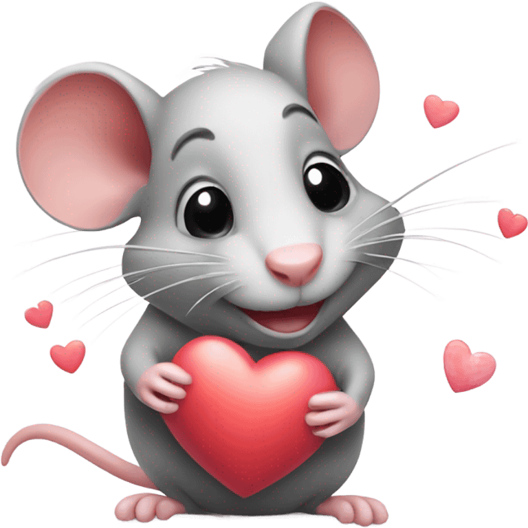 cute happy rat with hearts and love  emoji